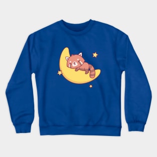 Cute Red Panda Sleeping On The Moon Crewneck Sweatshirt